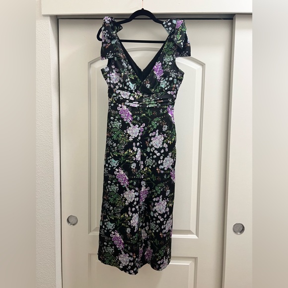 NWT Anthropologie Foxiedox Bow Shoulder Wide Leg Floral Jumpsuit - Picture 5 of 12